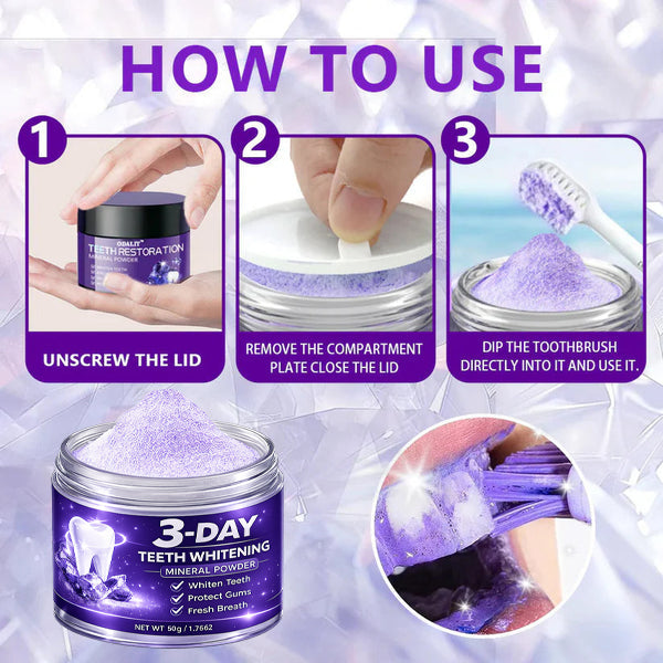 Last Day Promotion 60% OFF⏰ Teeth Whitening Mineral Powder  – Yellow Stains Gone in 3 Days