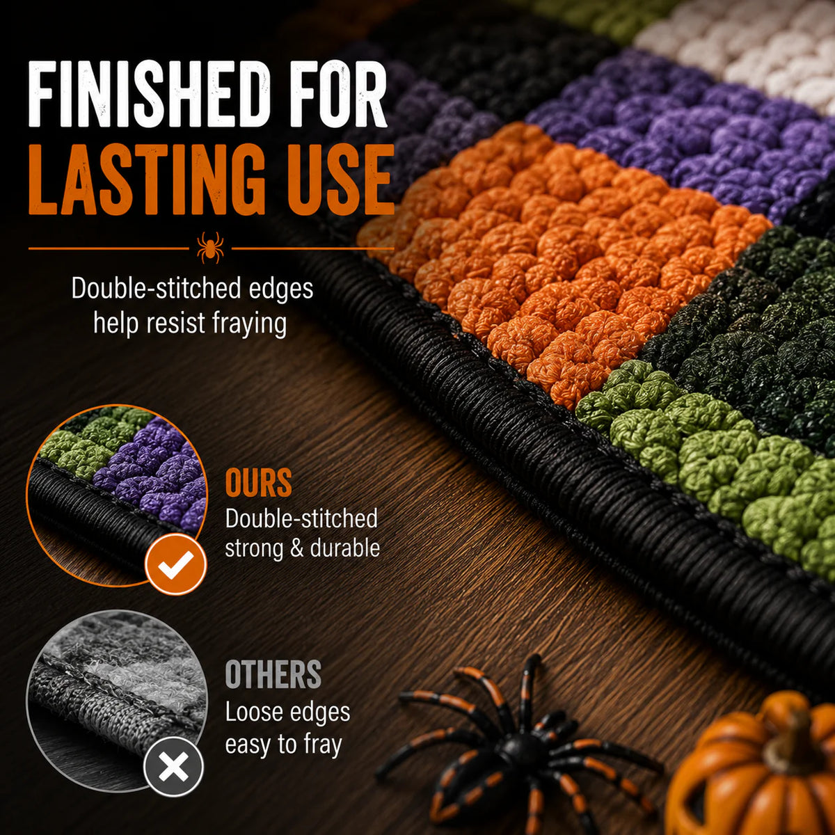 🔥 50% OFF TODAY 🎃Shock Your Guests with 3D Skeleton Vortex Quilted Round Halloween Rug 💀