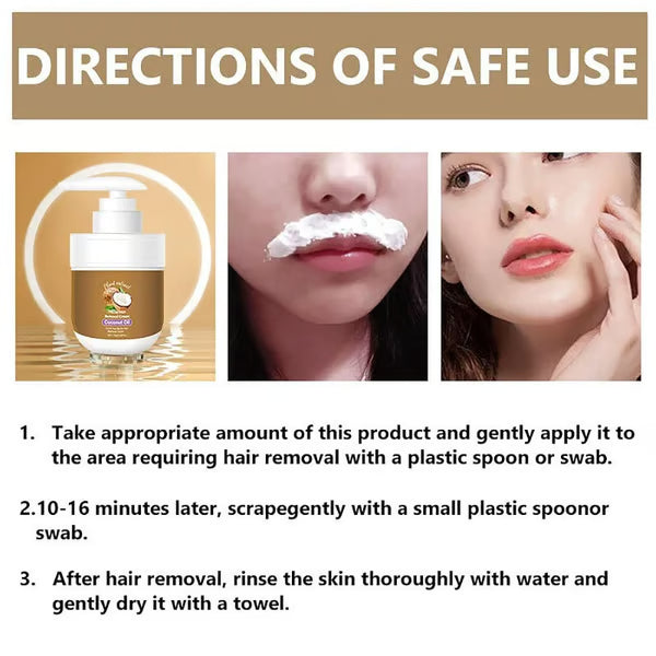 ⏰ FLASH SALE: 60% OFF 🔥 Coconut Oil Facial Hair Removal Cream
