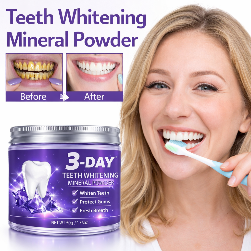 Last Day Promotion 60% OFF⏰ Teeth Whitening Mineral Powder  – Yellow Stains Gone in 3 Days
