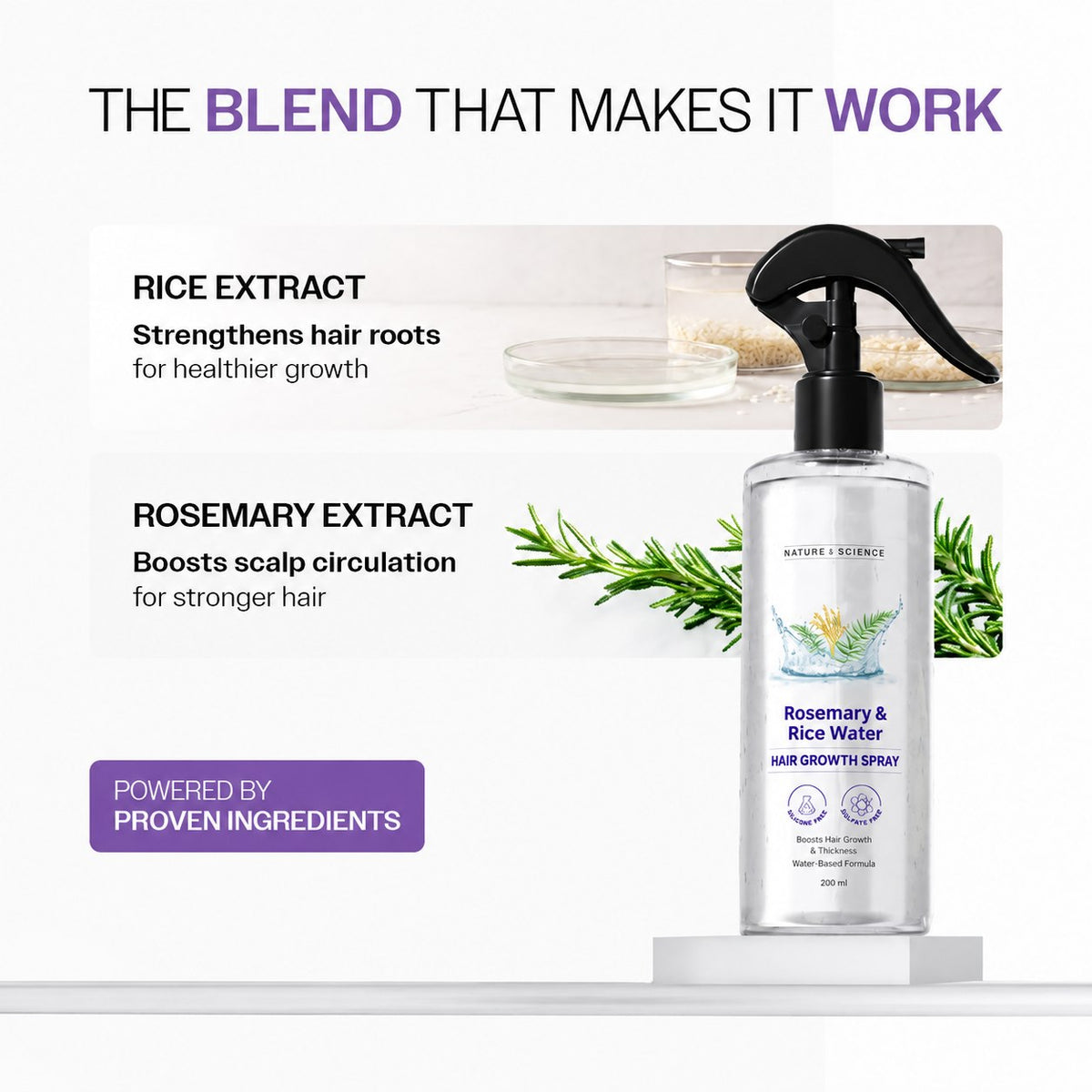 Rosemary & Rice Water Hair Growth Spray - Postpartum Hair Recovery