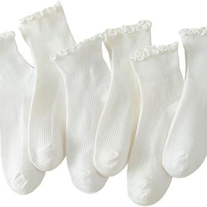 6 Pairs of Ruffle Socks Women