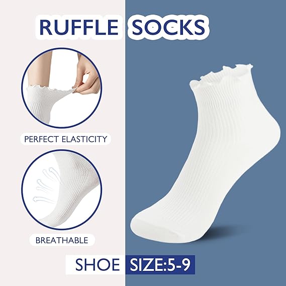 6 Pairs of Ruffle Socks Women