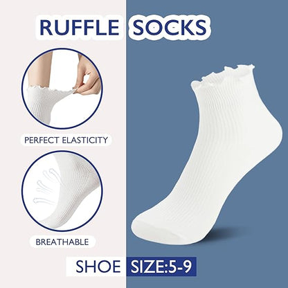 6 Pairs of Ruffle Socks Women