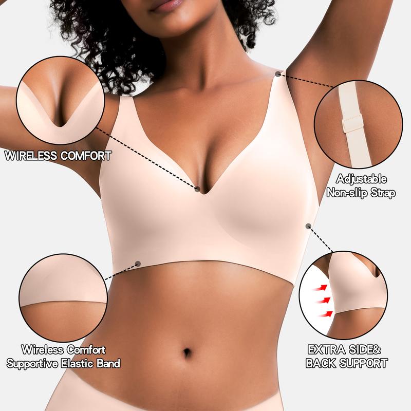 🎉Best Seller-60% Off💖 Women Jelly Bras Wirefree, Full Coverage No Underwire Everyday Bras Comfortable Wireless Padded Tshirt Bra
