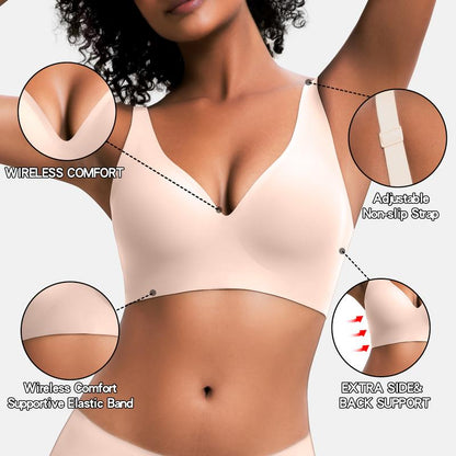 🎉Best Seller-60% Off💖 Women Jelly Bras Wirefree, Full Coverage No Underwire Everyday Bras Comfortable Wireless Padded Tshirt Bra