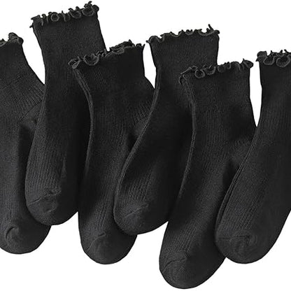 6 Pairs of Ruffle Socks Women