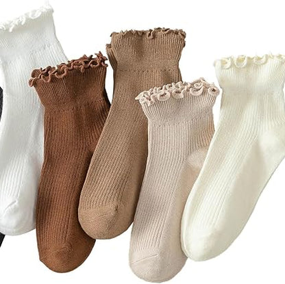 6 Pairs of Ruffle Socks Women