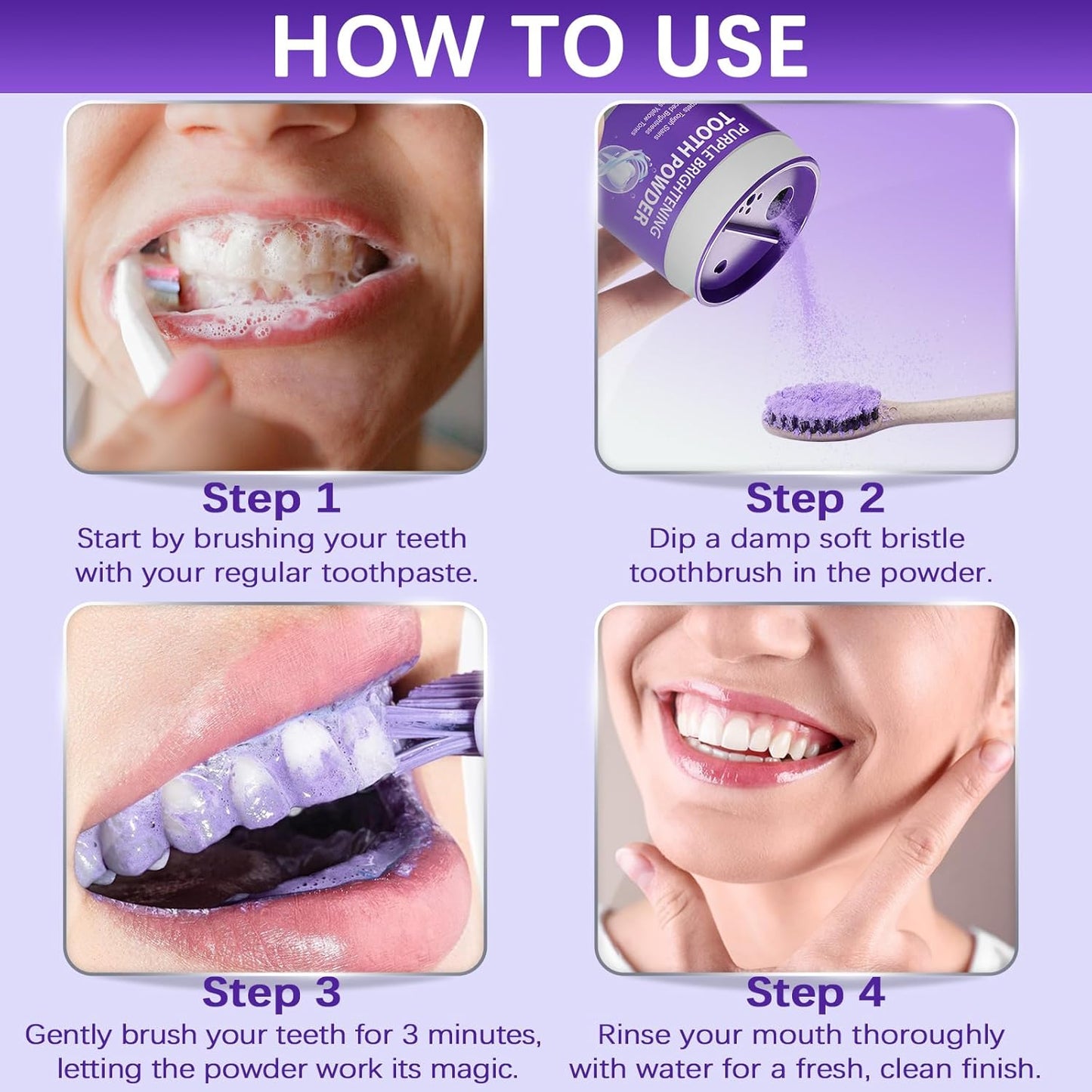 ✨Last Day Promotion 60% OFF ⏰ Purple Brightening Teeth Powder – Removes Stains, Enamel Safe & Sensitivity
