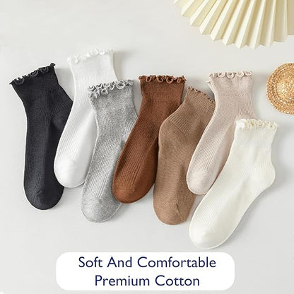 6 Pairs of Ruffle Socks Women