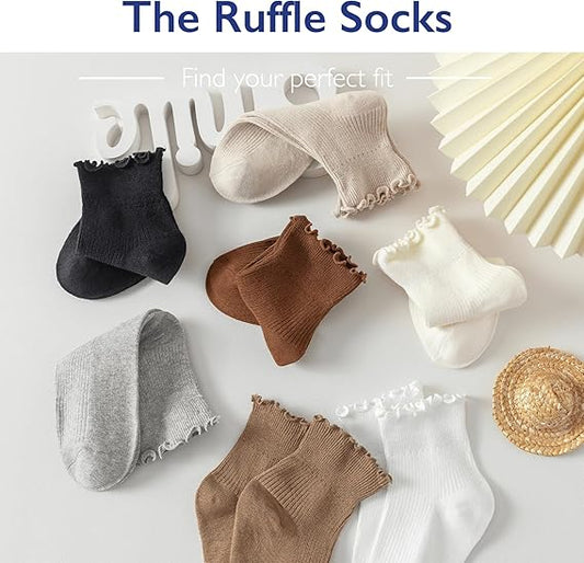 6 Pairs of Ruffle Socks Women