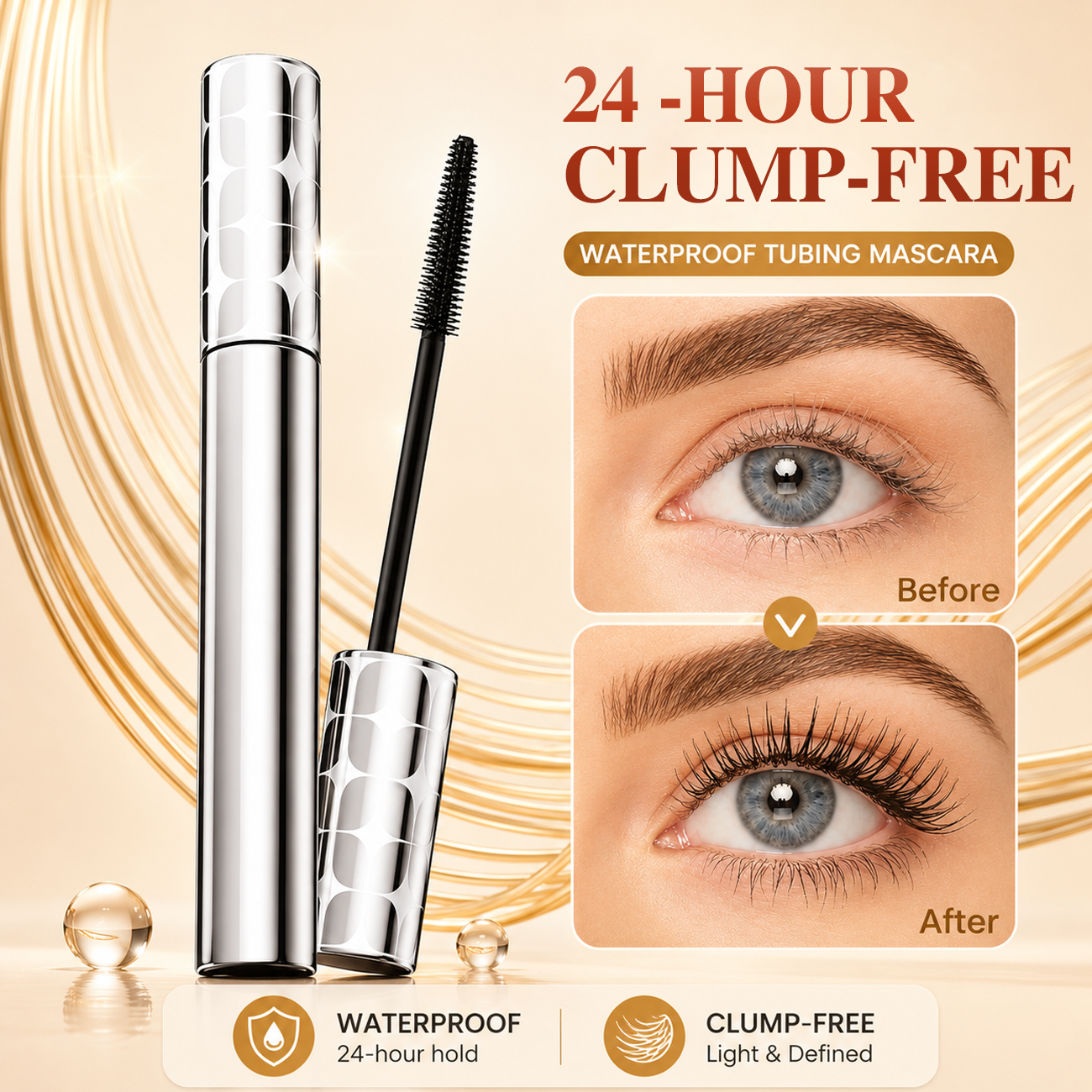 🥳 LAST DAY 60% OFF 👁️✨ Waterproof Fiber Mascara for Natural Volume 💖💃 All-Day Beautiful Lashes, Smudge-Proof!