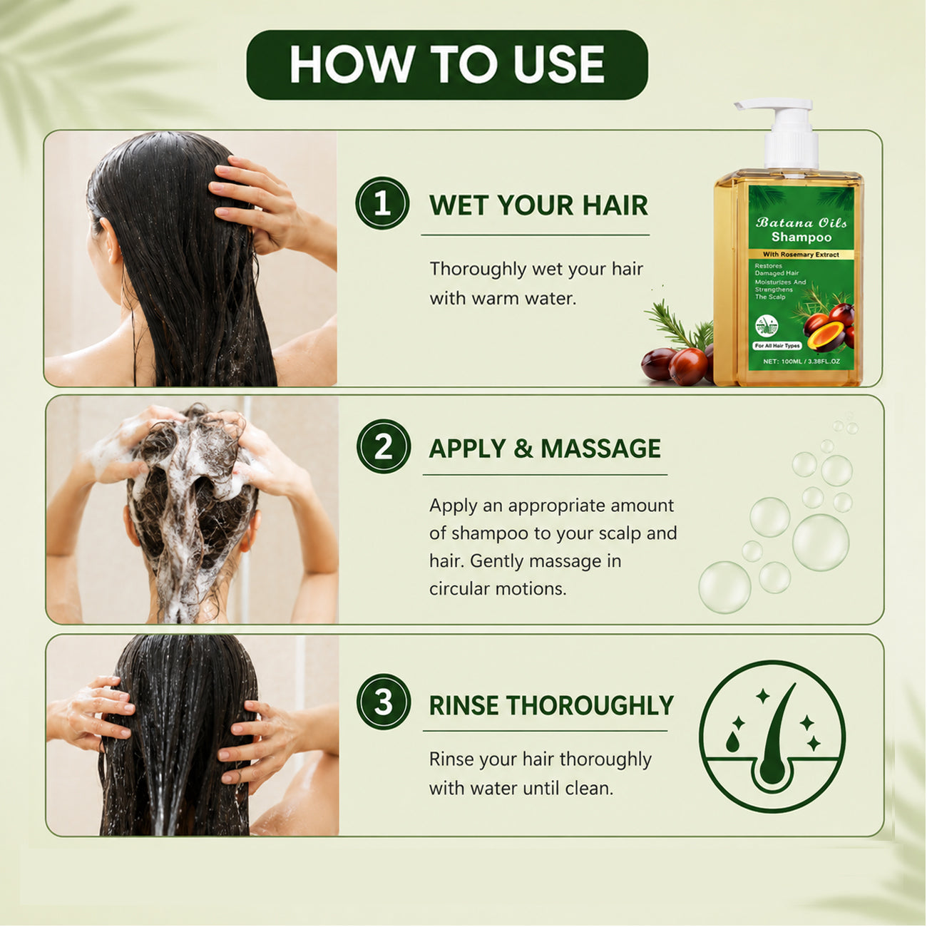 Batana Oil Shampoo with Rosemary Extract