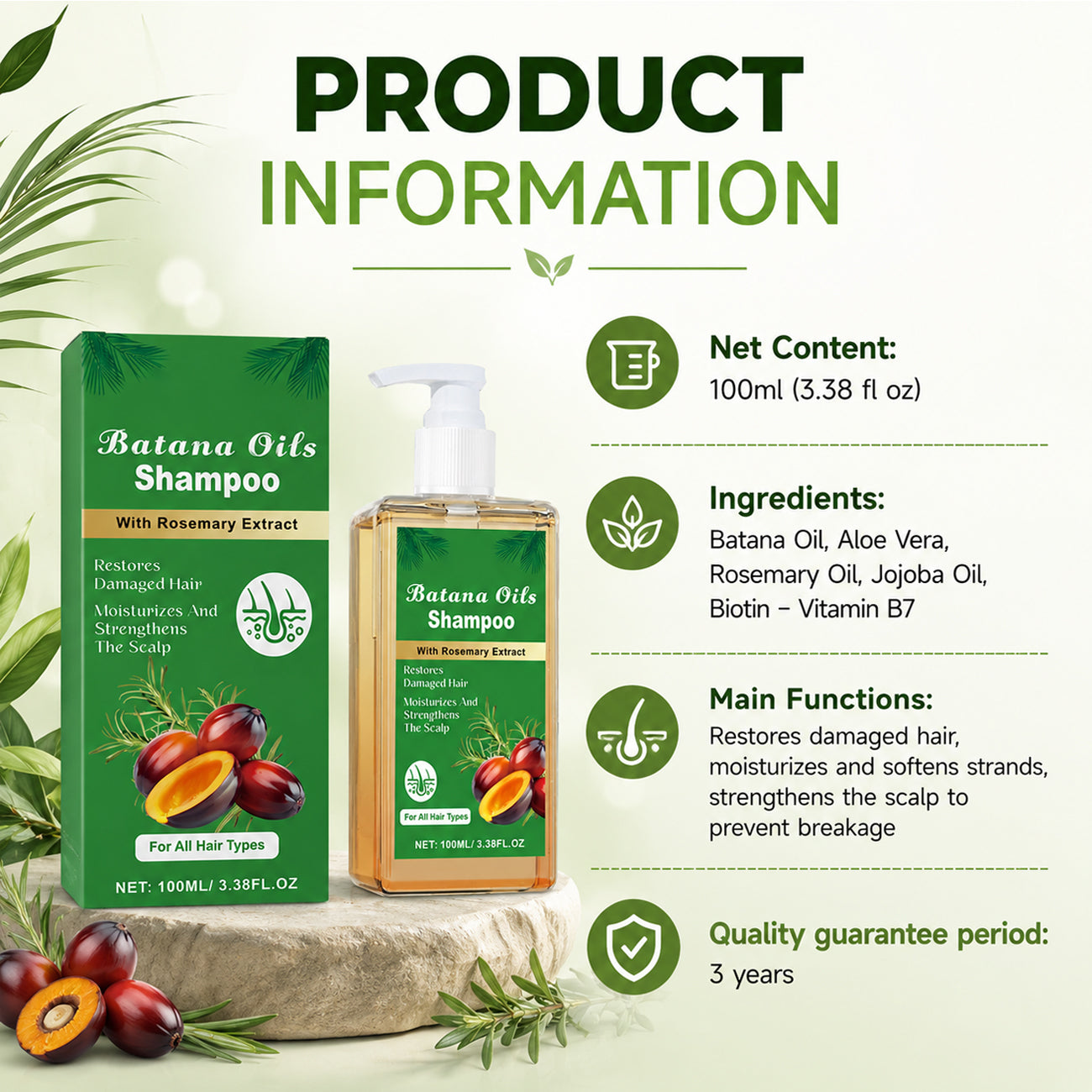 Batana Oil Shampoo with Rosemary Extract