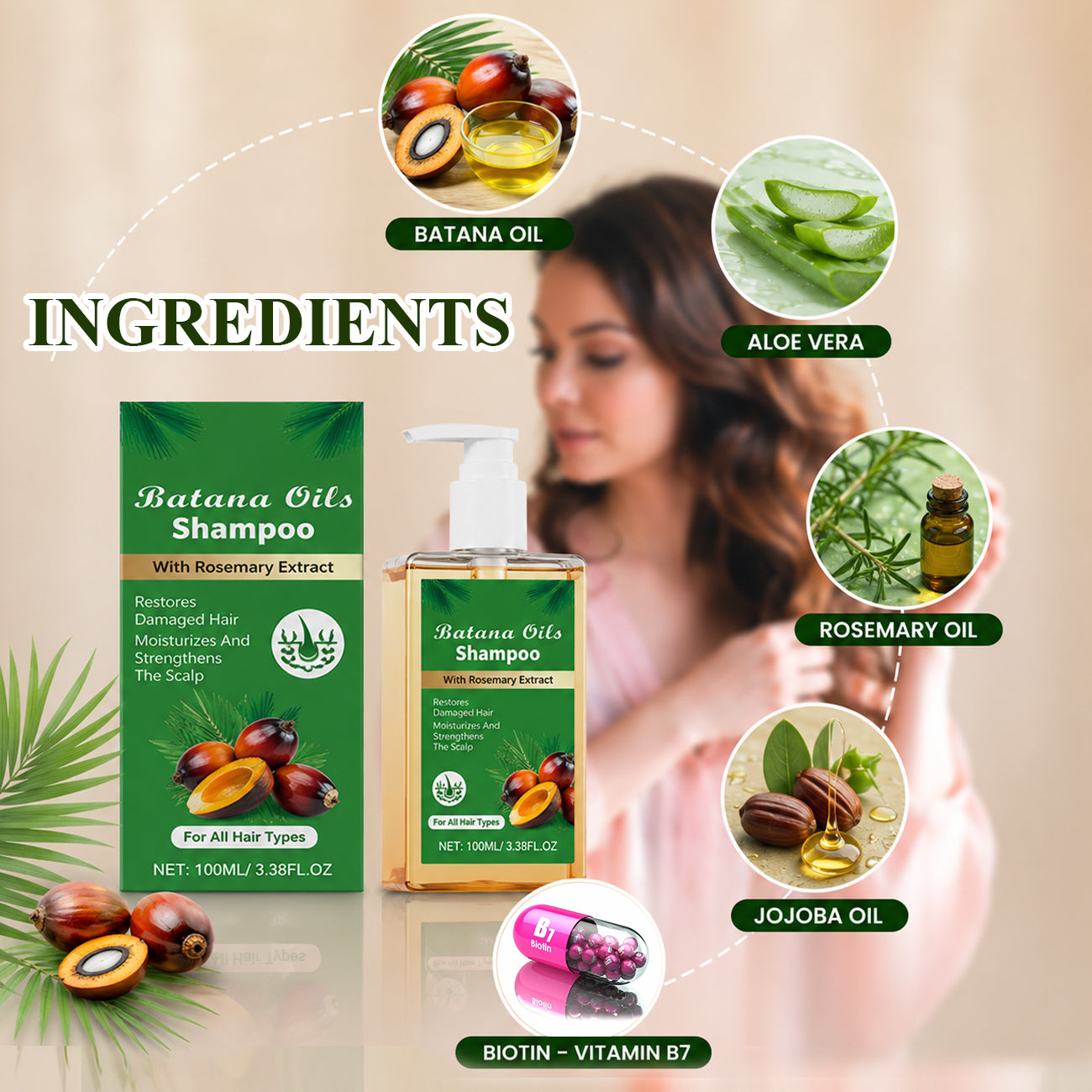 Batana Oil Shampoo with Rosemary Extract