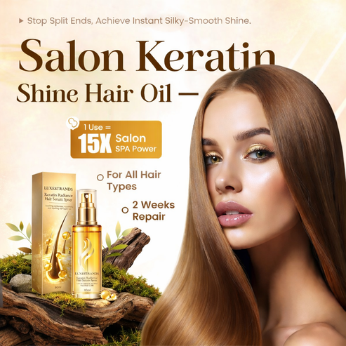 Applying Keratin Radiance Hair Serum Spray