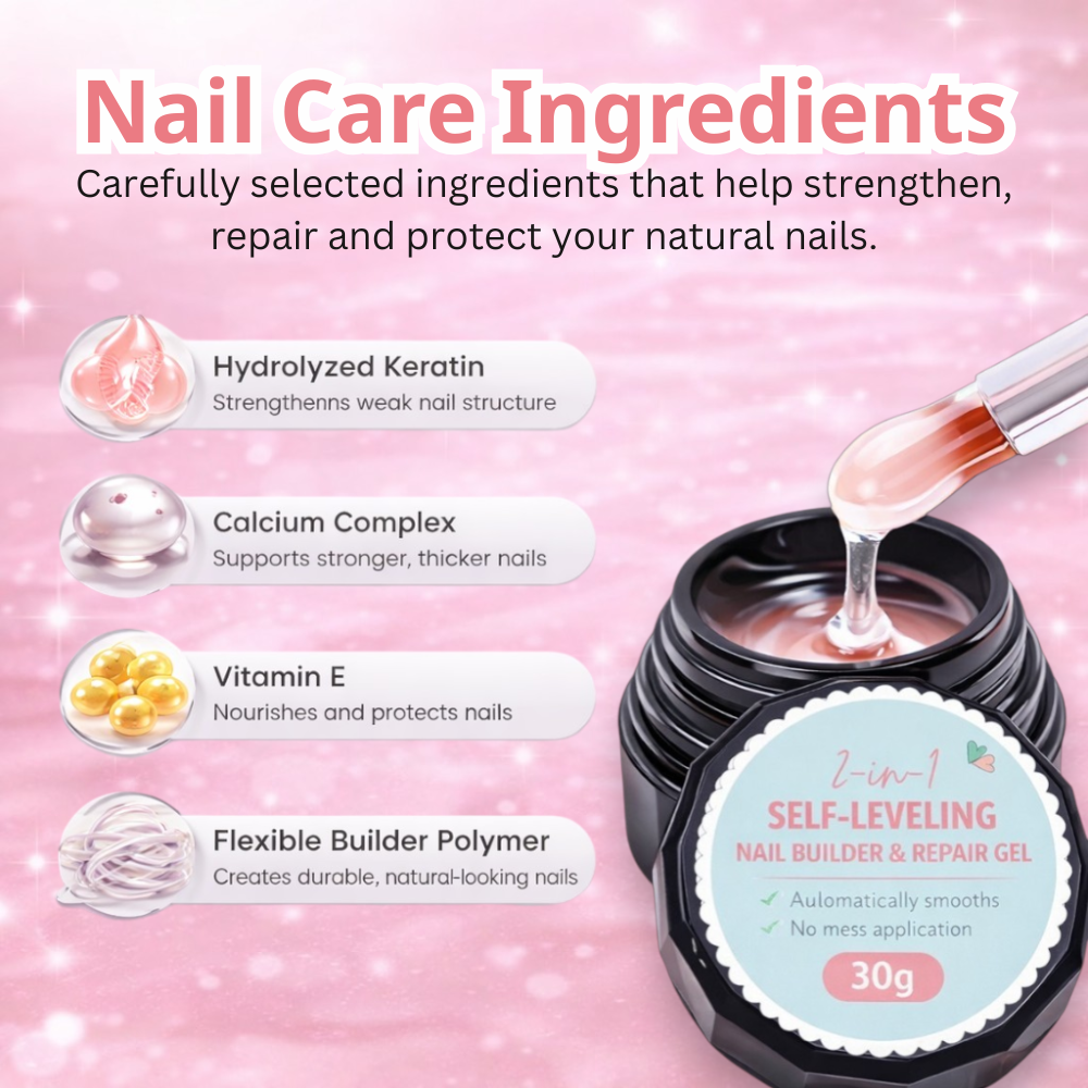 Last Day Promotion 60% OFF + FREE SHIPPING⏰ 2-in-1 Self-Leveling Nail Builder & Repair Gel 🏆 Over 50,000+ Sold