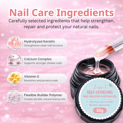 Last Day Promotion 60% OFF + FREE SHIPPING⏰ 2-in-1 Self-Leveling Nail Builder & Repair Gel 🏆 Over 50,000+ Sold
