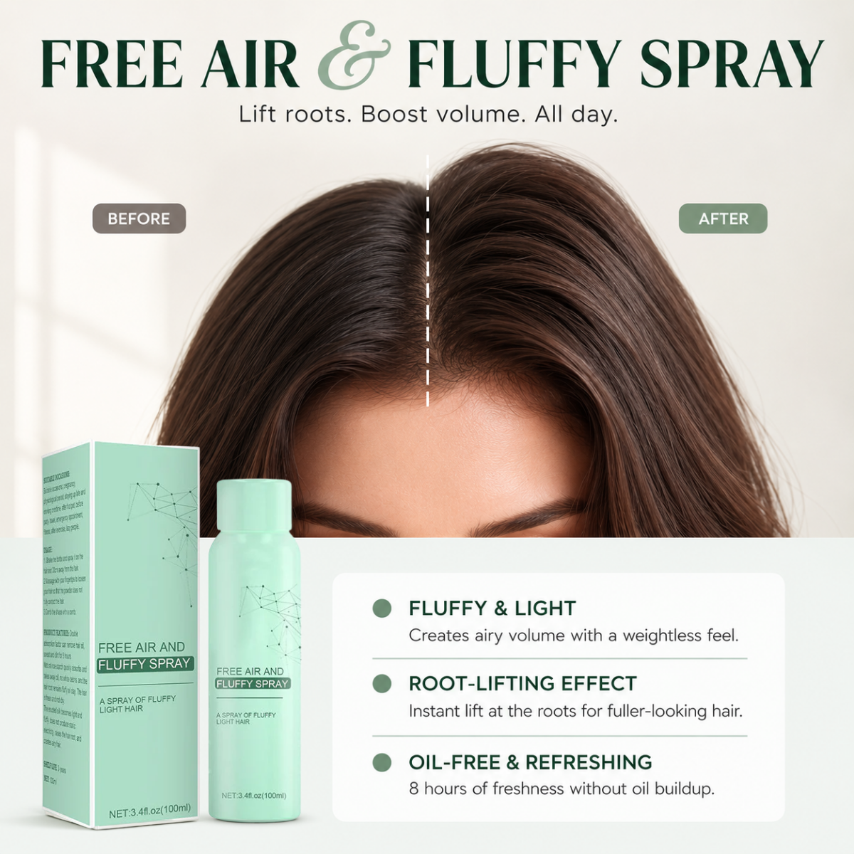 ⏰SUMMER SALE: 50% OFF 🔥 Hair Fluffy Spray - Volume Booster - Stylist-Recommended Texture Spray