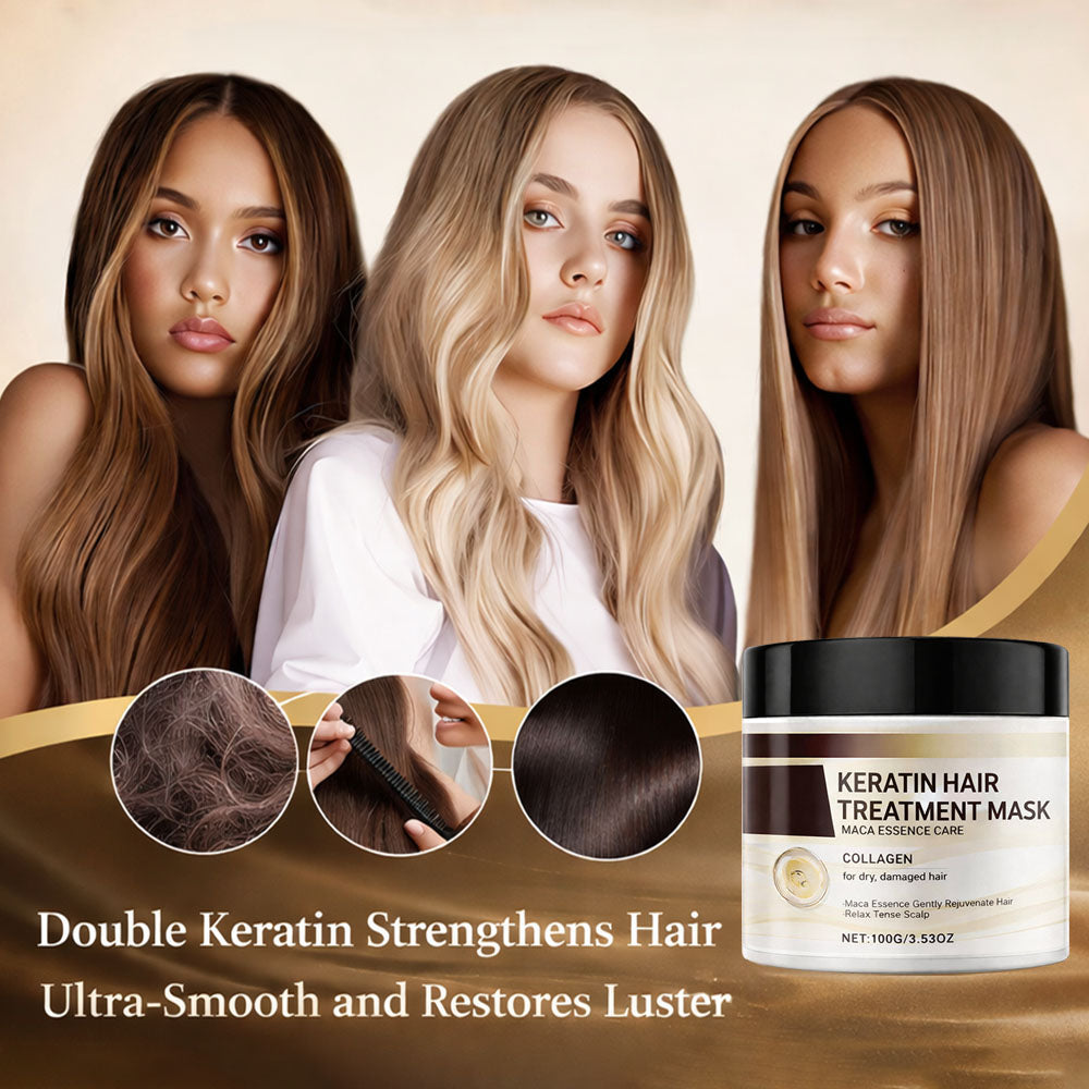 ⏰Just today – Sale 60% OFF 🔥 Professional Keratin Hair Treatment Mask for Dry Damaged Hair - Repair Nourishment Beauty - All Hair Types Masque