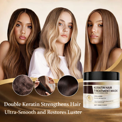 ⏰Just today – Sale 60% OFF 🔥 Professional Keratin Hair Treatment Mask for Dry Damaged Hair - Repair Nourishment Beauty - All Hair Types Masque