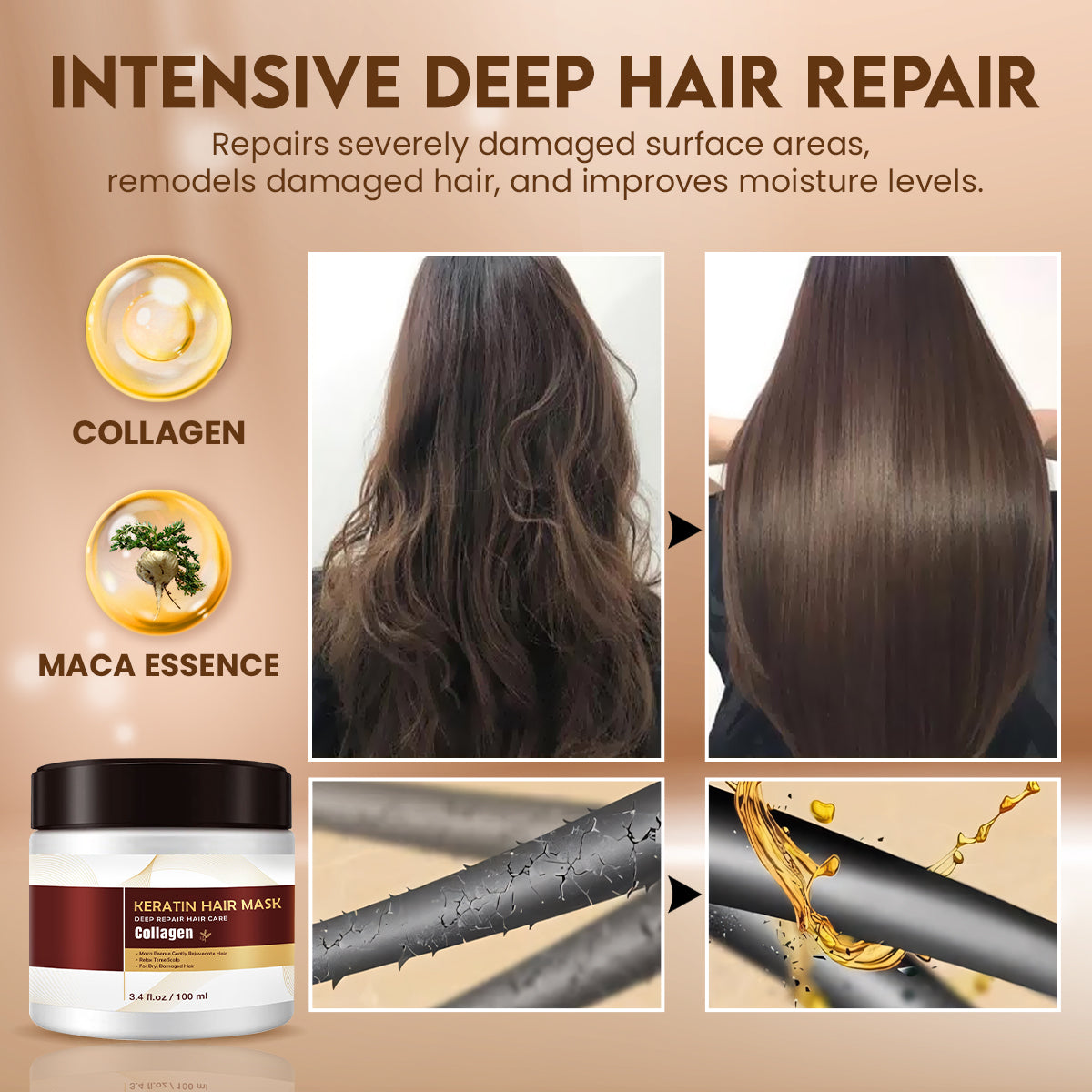 HOT SALE 60% OFF🔥 Professional Collagen Hair Treatment Mask - Deep Nourishment, Strong Repair