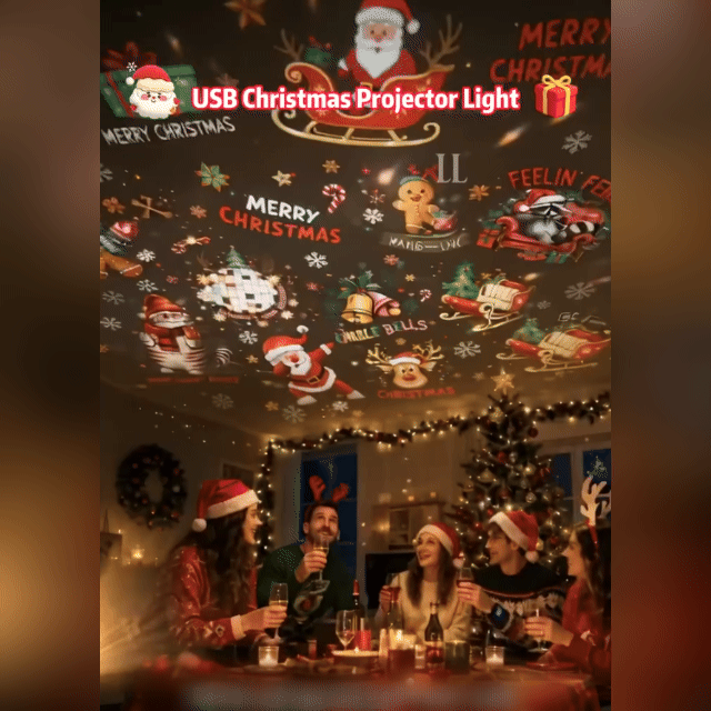 Plug-&-Play HD Christmas Projector – 6 or 10 Festive Scenes