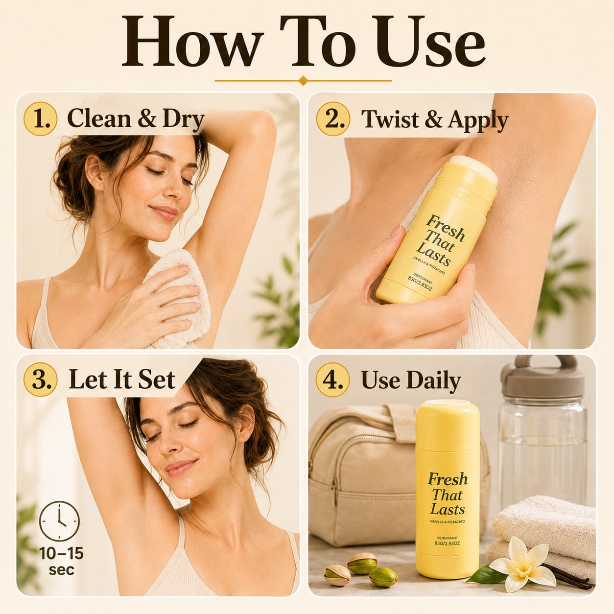 Save 60% 💞 Vanilla Pistachio Underarm Care Deodorant Balm ✨ Fresh Odor Control, Smoother, Brighter-Looking Underarms