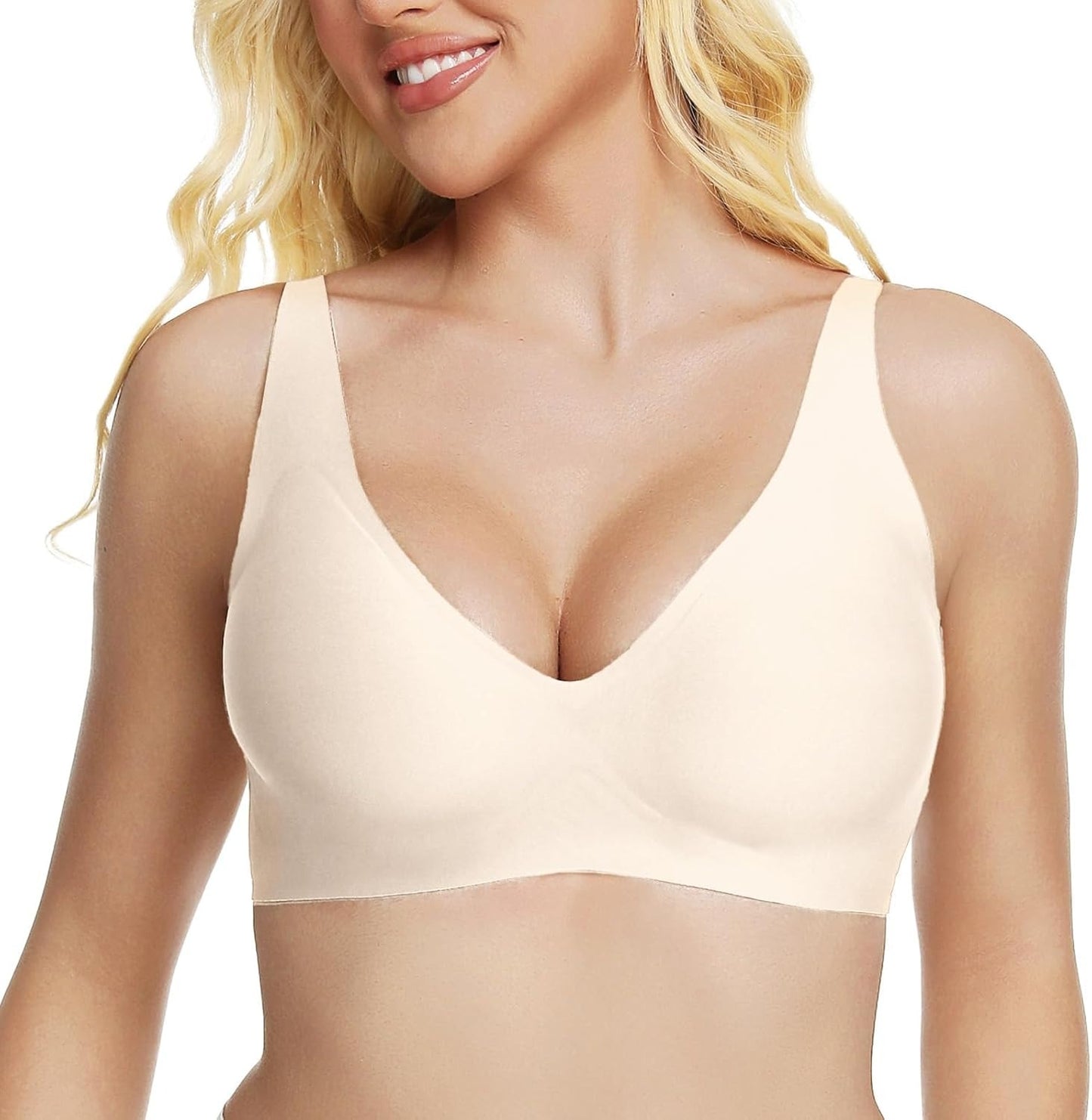 🎉Best Seller-60% Off💖 Women Jelly Bras Wirefree, Full Coverage No Underwire Everyday Bras Comfortable Wireless Padded Tshirt Bra