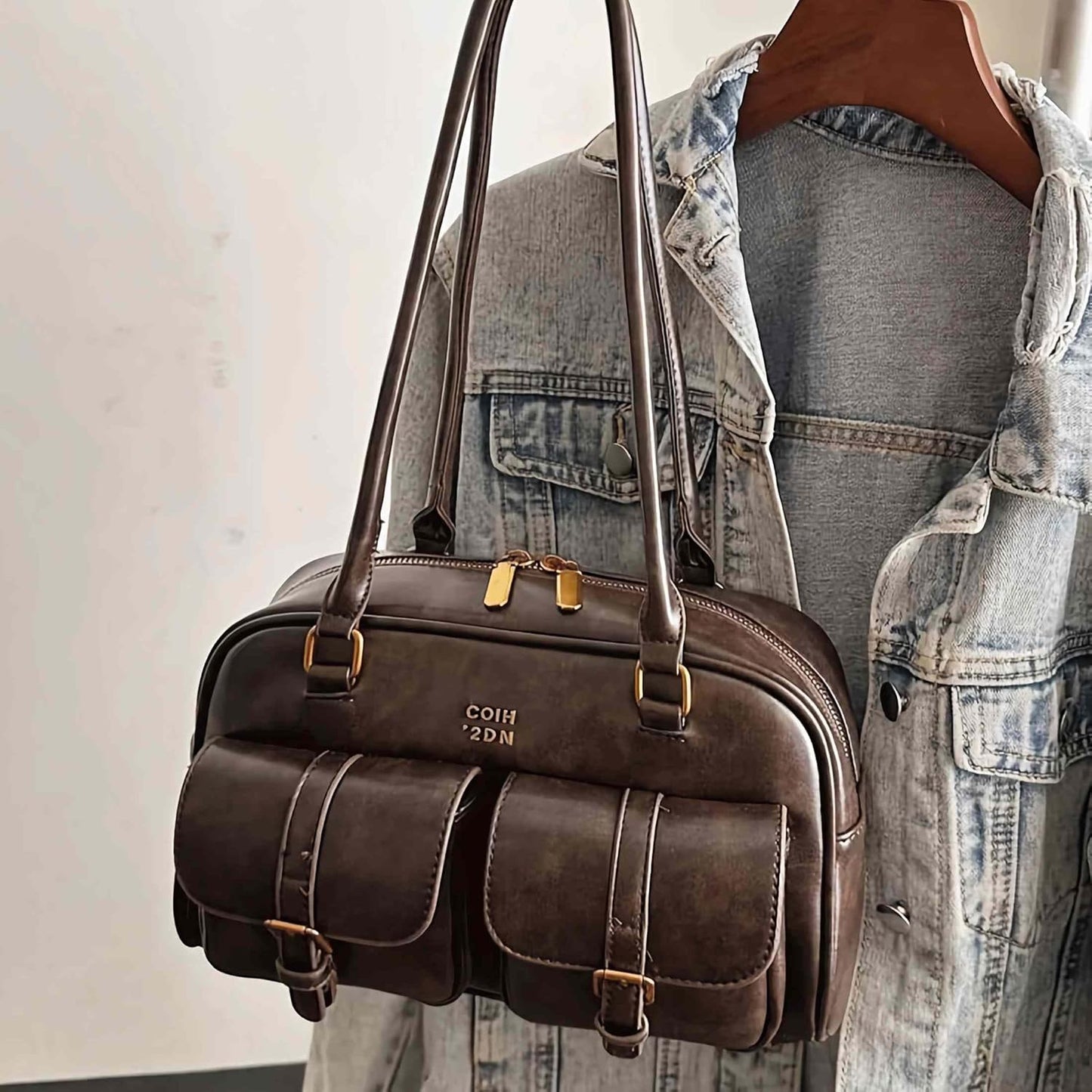 Classic Faux Leather Shoulder Bag