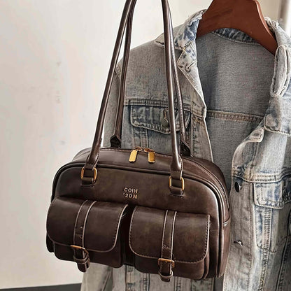 Classic Faux Leather Shoulder Bag