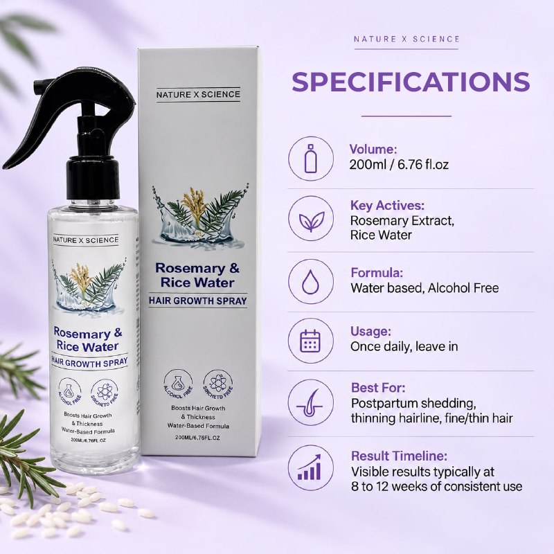 Rosemary & Rice Water Hair Growth Spray - Postpartum Hair Recovery