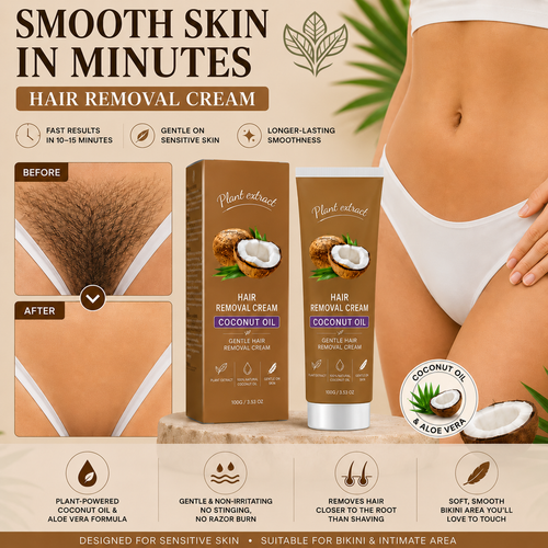 ⏰ HOT SALE: 60% OFF 🔥 All-in-One Coconut Oil Hair Removal Cream