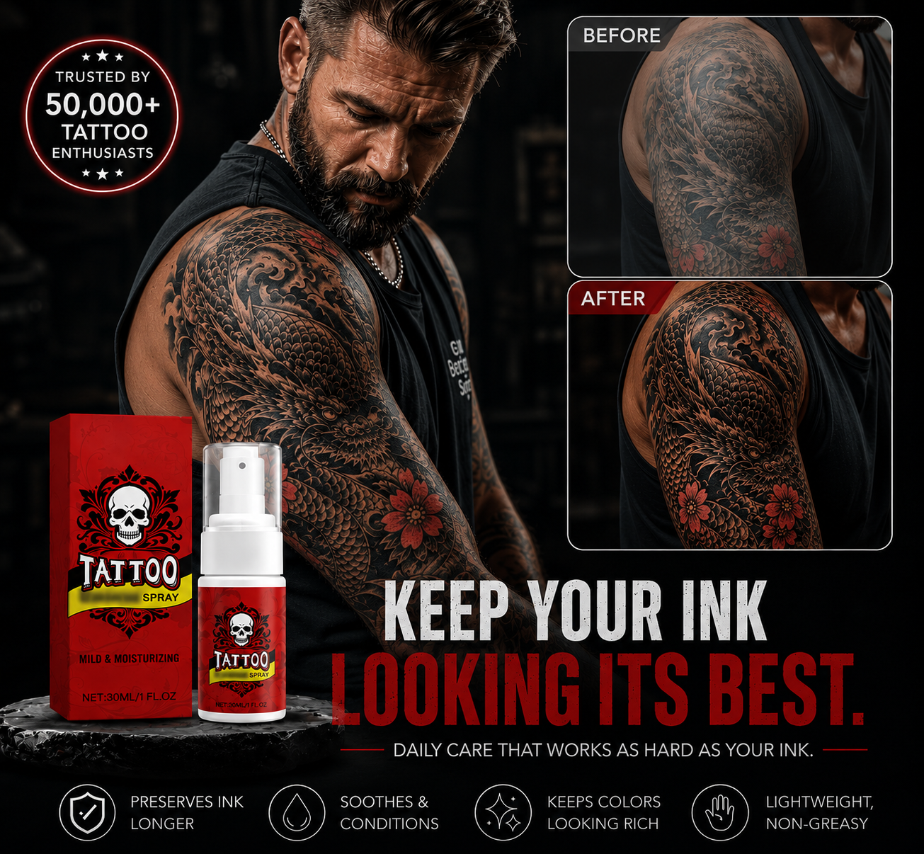 TATTOO AFTERCARE MOISTURIZING SPRAY💥#1 Tattoo Artist Recommended🔥SUMMER SALE 60%