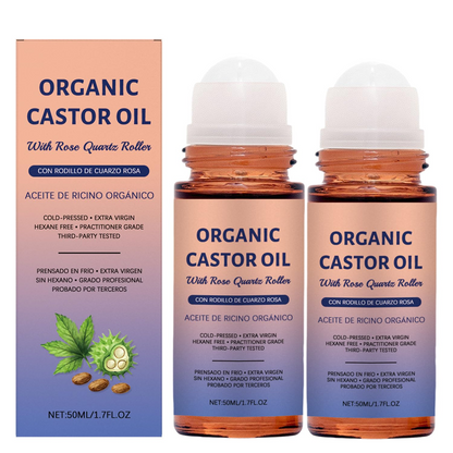 Last Day Promotion 60% OFF🔥Organic Golden Castor Oil Roll-On with Rose Quartz